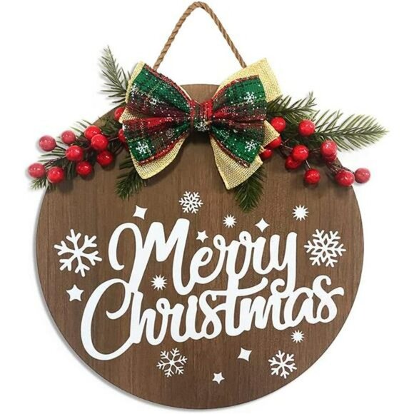 Merry Christmas Decoration Wreath, Sign Front for  Door Decoration12 inch - Picture 5 of 7